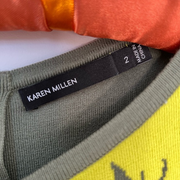 Karen Millen, Size: 2, Knit Dress, Intricate Print, Mesh, Green/Yellow - Picture 5 of 12